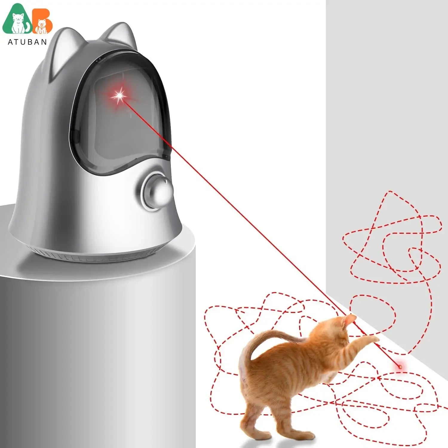 ATUBAN Interactive Laser Pointer Cat Toys for Indoor Cats,Cat Laser Toy Automatic for Bored Indoor Adult Cats/Kittens/Dogs Pet Shop