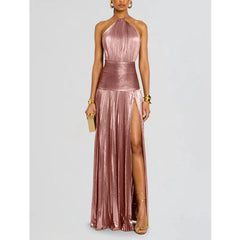 Luxurious Women Corset Party Cocktail Dress Sexy Off Shoulder Halter Folds Slit Guest Celebrity Long Dress Celebrity Prom Gown
