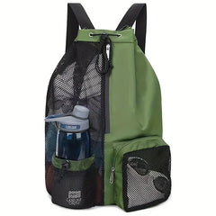 Swim Bag Mesh Drawstring Backpack with Wet Pocket Multipurpose Beach Backpack for Swimming, Gym, and Workout Gear