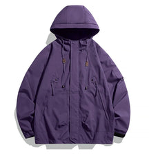 Men's Windbreakers Men Hooded Jacket Zipper Coat Cargo Waterproof Black Bomber Camping Loose Thin Softshell Hooded Hiking Jacket