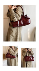 Large Capacity Oil PU Leather Shoulder & Tote Bag for Women