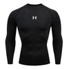 Men Running Compression T-shirt Long sleeves Sport Tees Gym Fitness Sweatshirt Male Jogging Tracksuit Homme Athletic Shirt Tops - Black / S Fit ( 45-50 Kg )