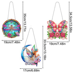 3-Piece 2D DIY Diamond Painting Pendant Set – Home & Window Decor