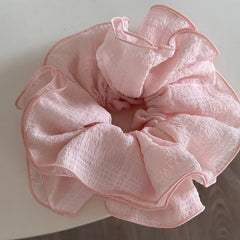 Korean Big Scrunchies – Pink & White Hair Bands for Women