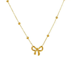 Classic Stainless Steel Bow Charm Jewelry Set – Necklace, Bracelet & Earrings
