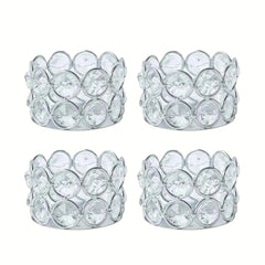 4pcs Silvery Golden Crystal Tealight Candle Holders for Home Table Bedroom Centerpiece Wedding Family Party Decor Creative Gifts