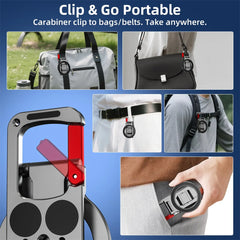 Magnetic Phone Mount for MagSafe Maglock Tripod Adapter Magnet Golf Gym Workout Stand Metal Carabiner Dual Holder for iPhone 17