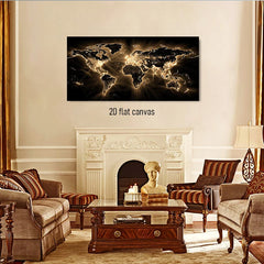 1pcs Modern Black Gold World Map Decoration Painting Living Room Sofa Background Wall Hanging Painting Office Study Entrance Mur