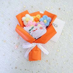 Crochet Knitting Flowers Potted Homemade Crochet Rose Tulip Daisy Office Desktop Ornaments Car Automotive Interior Decoration Home Decor, Plants & flowers