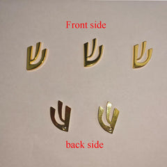 Hebrew Letter Shin for Mezuzah Metal Shin Yellow Gold small Shin Design Mezuza Shin for Israel Judaism