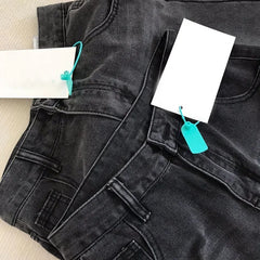 Lady Retro Black Gray High Waist Jeans Pants Women Fashion Straight Leg Denim Trousers Girls Loose Fit Thin Casual Pants