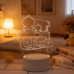 Muslim Ramadan Festival Supplies Neon Lamp USB Operated 3D Acrylic LED Night Light EID Mubarak Ornaments Bedroom Home Decor