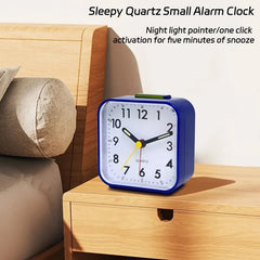 1pc Simple Night Light Small Alarm Clock, Bedside Desktop with Snooze Function Household Creative Plastic Quartz Clock