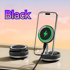 K10 Vacuum Suction Cup Car Magnetic Wireless Charger Foldable 360° Universal Rotating Stand for iPhone Samsung Gym Bath Mirror