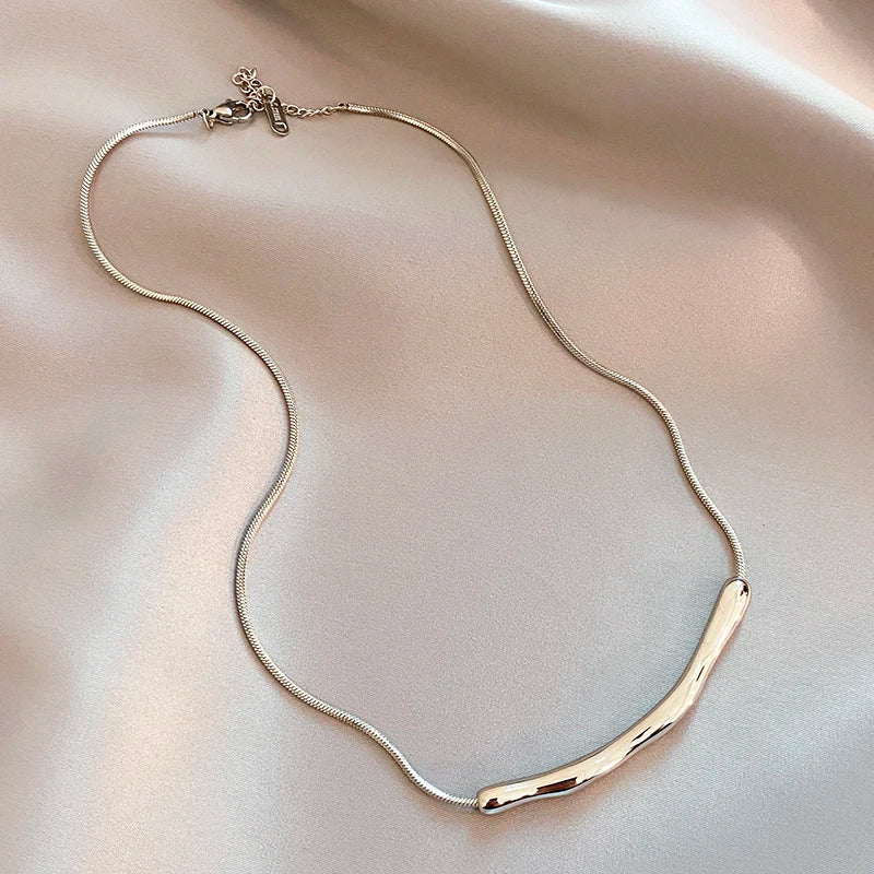 European and American Fashion Simple Stainless steel Gold Color Chain Fashion Short Necklaces Jewelry