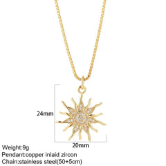 Heart Evil Blue Eye Sun Necklace for Women Cute Dog Bee Elephant Gold Color Pendant Long Stainless Steel Chains