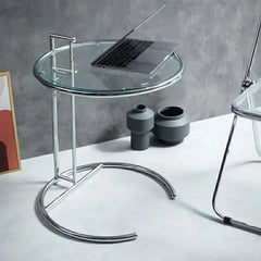 Nordic Glass Coffee Table Living Room Furniture Side Table Balcony Stainless Steel Lifting Tea Table Transparent Bedside Tables Bedroom Furniture