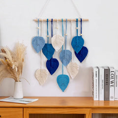 Handmade Woven Leaf Macrame Hanging Ornament Bohemian Cotton Rope Woven Walls Hanging Decoration For Bedroom Living Room Wall