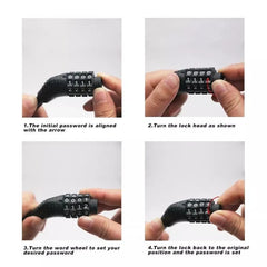 Bicycle Lock Anti-theft 4 Digit Password MTB Road Bike Safety Lock Portable Bicycle Number Lock Accessory Combination Padlock