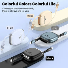 100W Type C to Type C Fast Charging Retractable Cable For iPhone 17 16 Xiaomi 15 USB C Quick Charge Car Kit Portable Charge Cord