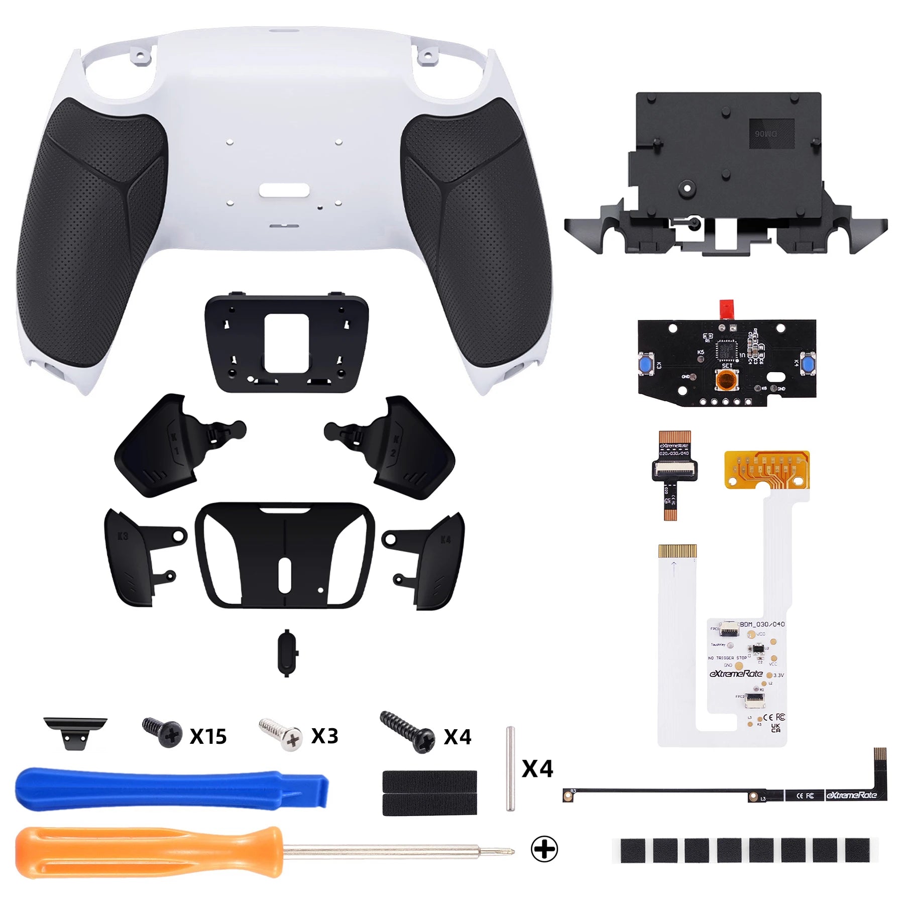 eXtremeRate Programable RISE4 V3 Remap Kit for ps5 Controller BDM-030/040/050, Upgrade Board & Redesigned Back Shell & Buttons