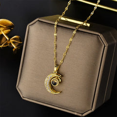 New In Light Luxury Zircon Crystal Stainless Steel Necklace Korean Fashion Sweet Sexy Female Clavicle Chain Jewelry