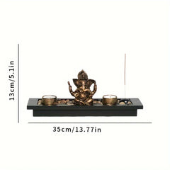 1PC Ganesh Candle Holder Set Fortune Decorations, Vintage Vibe Candles Home Bedroom Decoration, Diwali Table Scented Candles Shi