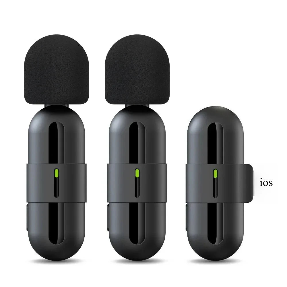 Basix Mini Wireless Lavalier Microphone Noise Cancelling for iPhone Android Cameras - Portable Wireless Mic for Live Interviews