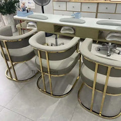 Luxury golden Dining Chairs wrought Iron Backrest Armchair Kitchen Modern Kitchen & Dining Furniture
 Home Bedroom Salon Makeup Chair
