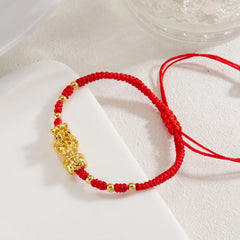 Chinese Fengshui Bracelet Pi Xiu Pi Yao Attract Wealth Health Good Luck Wristband Adjustable Red Black Rope Chain Charm Bracelet