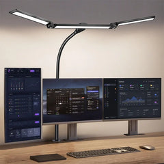 LED Desk Lamp Eye-Caring Desk Light with Stepless Dimming Adjustable Flexible Gooseneck with Clamp for Reading Study Workbench