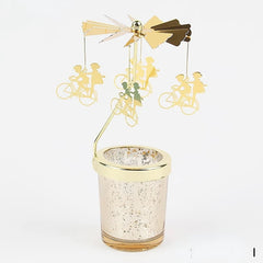 Romantic Valentine's Day Gift Rotating Angel/Rose/Xmas Snowflake Candlestick Candle Tea Lamp Holder for Home Party Decoration