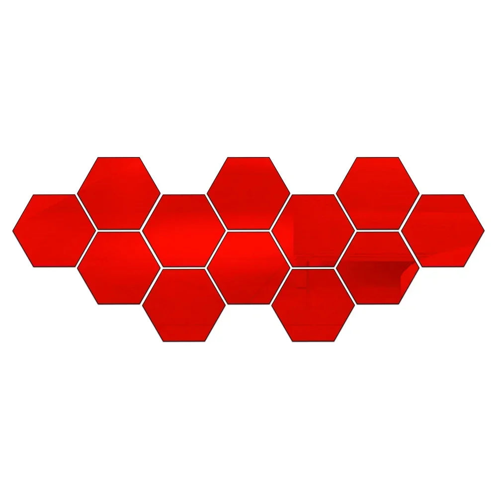 Hexagon Acrylic 3D Mirror Wall Stickers – DIY Decor Set
