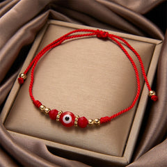 Turkish Evil Eye Bracelets For Women Men Handmade Woven Crystal Beads Demon Eyes Red Black Rope Chain Bracelet Couple Jewelry