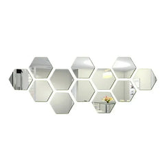 Hexagon Acrylic 3D Mirror Wall Stickers – DIY Decor Set