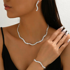 Luxury Crystal Wedding Jewelry Set Necklace Bracelet Earrings