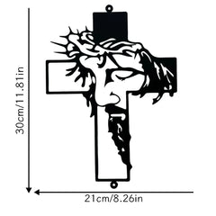 Metal Cross Wall Art Decor, Religious Home Sign Hanging for Living Room Office