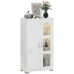 HOMCOM Display Cabinet with Glass Shelves, Sideboard for Living Room, White Kitchen & Dining Furniture