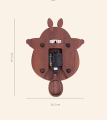Creative Totoro Wall Clock Solid Wood Cute Living Room Pendulum Hanging Wall Decoration Wall Clocks Ins Style Home Decor Gift