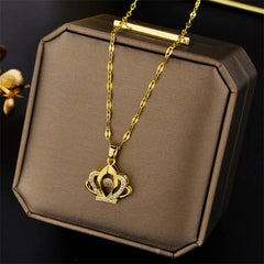 New In Light Luxury Zircon Crystal Stainless Steel Necklace Korean Fashion Sweet Sexy Female Clavicle Chain Jewelry