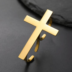 Cross Personalized Name Finger Ring Custom Gift For Woman Men Gold Color Stainless Steel Jesus Christian Amulet Talisman Jewelry