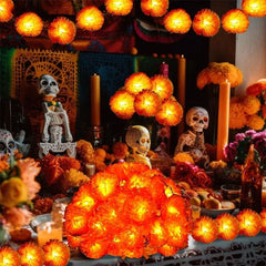 Halloween Decorations Diwali Garland String Lights Mexican Marigold Artificial Flowers Day Of The Dead Christmas Decorations