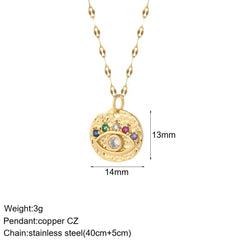 Heart Evil Blue Eye Sun Necklace for Women Cute Dog Bee Elephant Gold Color Pendant Long Stainless Steel Chains
