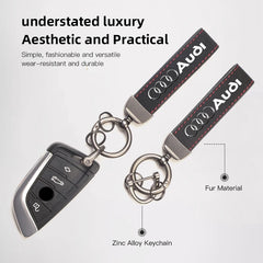 Suede Car Logo Keychain for Audi A1–A8 Q1–Q8 TT
