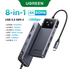 UGREEN Uno USB C HUB Type-C to 4K60Hz 2K120Hz HDMI 1000Mbps RJ45 PD100W USB-A/C 3.0 Splitter for Laptop MacBook HP Dell Docking