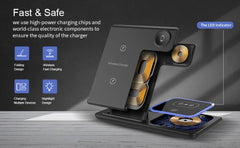 3 in 1 Wireless Charger Stand Pad Foldable Fast Charging Station Dock For iPhone 17 16 15 14 13 12 11 X 8 Apple Watch Airpods