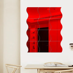 10 Pieces of Wave Combination Mirror Three-dimensional Wall Sticker 3D Mirror Mural Modern Artist Living Room Bedroom Home Decor Mirror Art