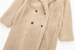 Women’s Winter Double-Breasted Velvet Long Coat