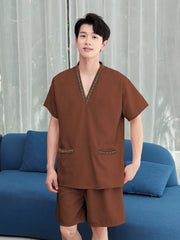 New High-End Sweat Sauna Suit Men's Foot Massage Simple Fashion Design Thermal Spa Bathing Suit Absorbent Cotton Sauna Robe