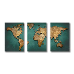 Retro World Map 3pcs/set Canvas Posters Nordic Wall Decor Wall Art Canvas Painting Living Room Bedroom Corridor Wall Decoration
